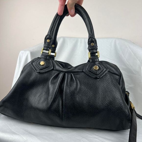 MARC JACOBS Classic Q 2way Tote Shoulder Bag Handbag Black Leather Y2K - Picture 2 of 8